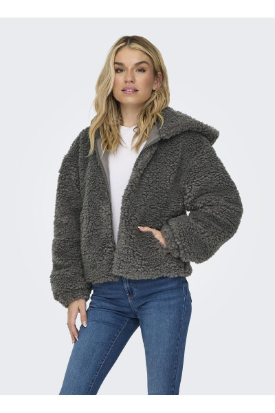 Normal Gümüş Kadın Ceket ONLELLIE SHERPA HOODED JACKET CC O Normal Gümüş Kadın Ceket ONLELLIE SHERPA HOODED JACKET CC O