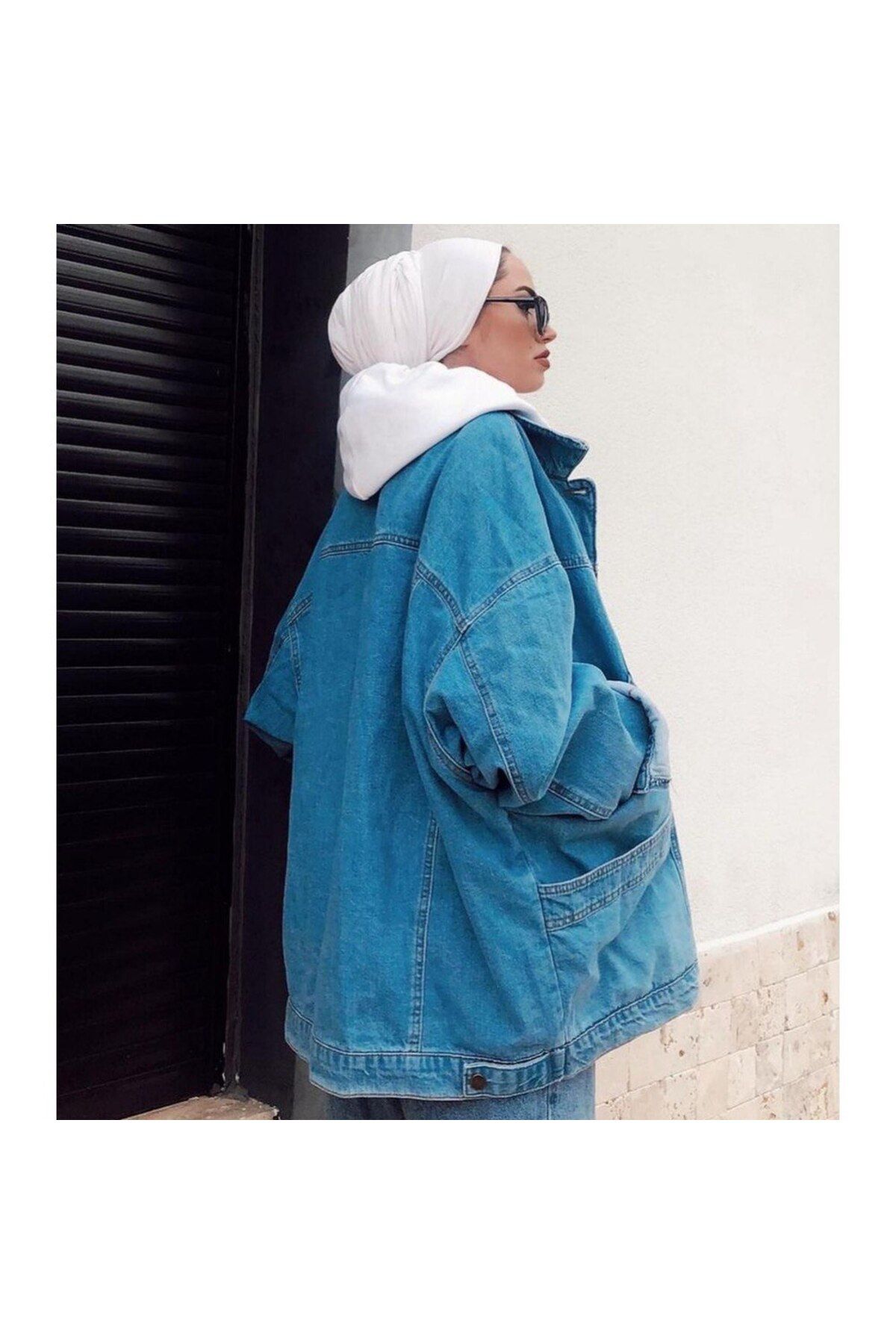 Kadın Vintage Oversize Cep Detaylı Kot Ceket Kadın Vintage Oversize Cep Detaylı Kot Ceket