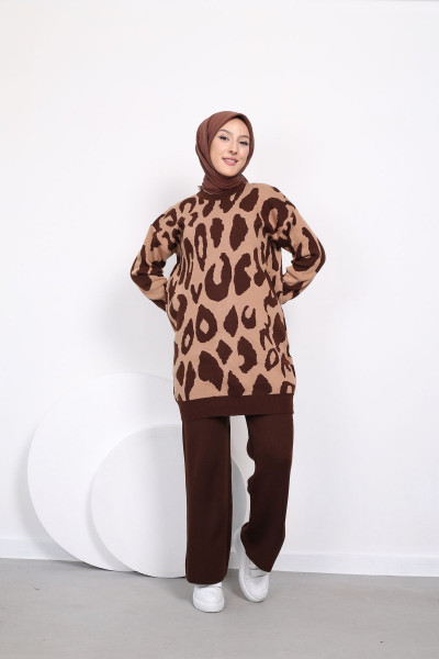 Leeopar Desen Triko Takım Leeopar Desen Triko Takım