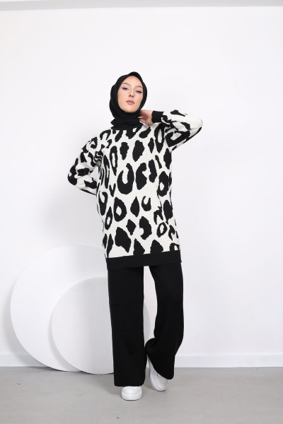 Leeopar Desen Triko Takım Leeopar Desen Triko Takım