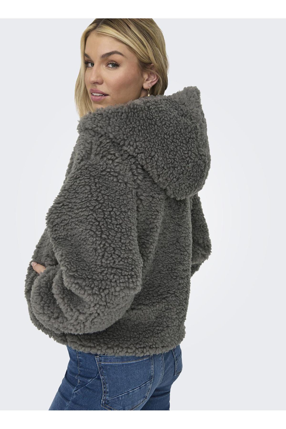 Normal Gümüş Kadın Ceket ONLELLIE SHERPA HOODED JACKET CC O Normal Gümüş Kadın Ceket ONLELLIE SHERPA HOODED JACKET CC O