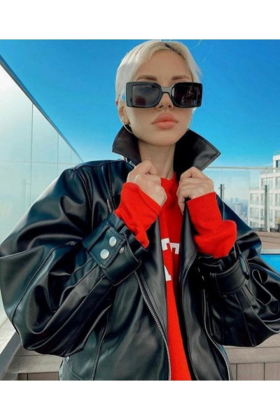 Oversize Mango Model Bomber Deri Ceket