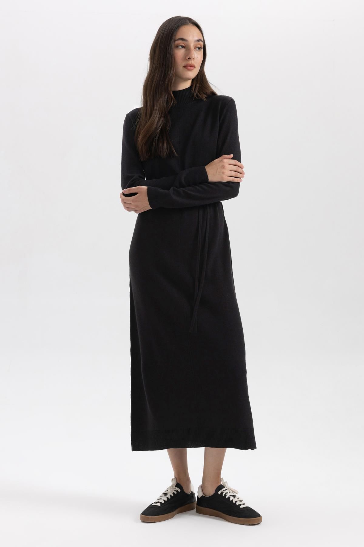 Regular Fit Yarım Balıkçı Yaka Basic Düz Yırtmaçlı Uzun Kollu Maxi Triko Elbise A9807ax23wn Regular Fit Yarım Balıkçı Yaka Basic Düz Yırtmaçlı Uzun Kollu Maxi Triko Elbise A9807ax23wn