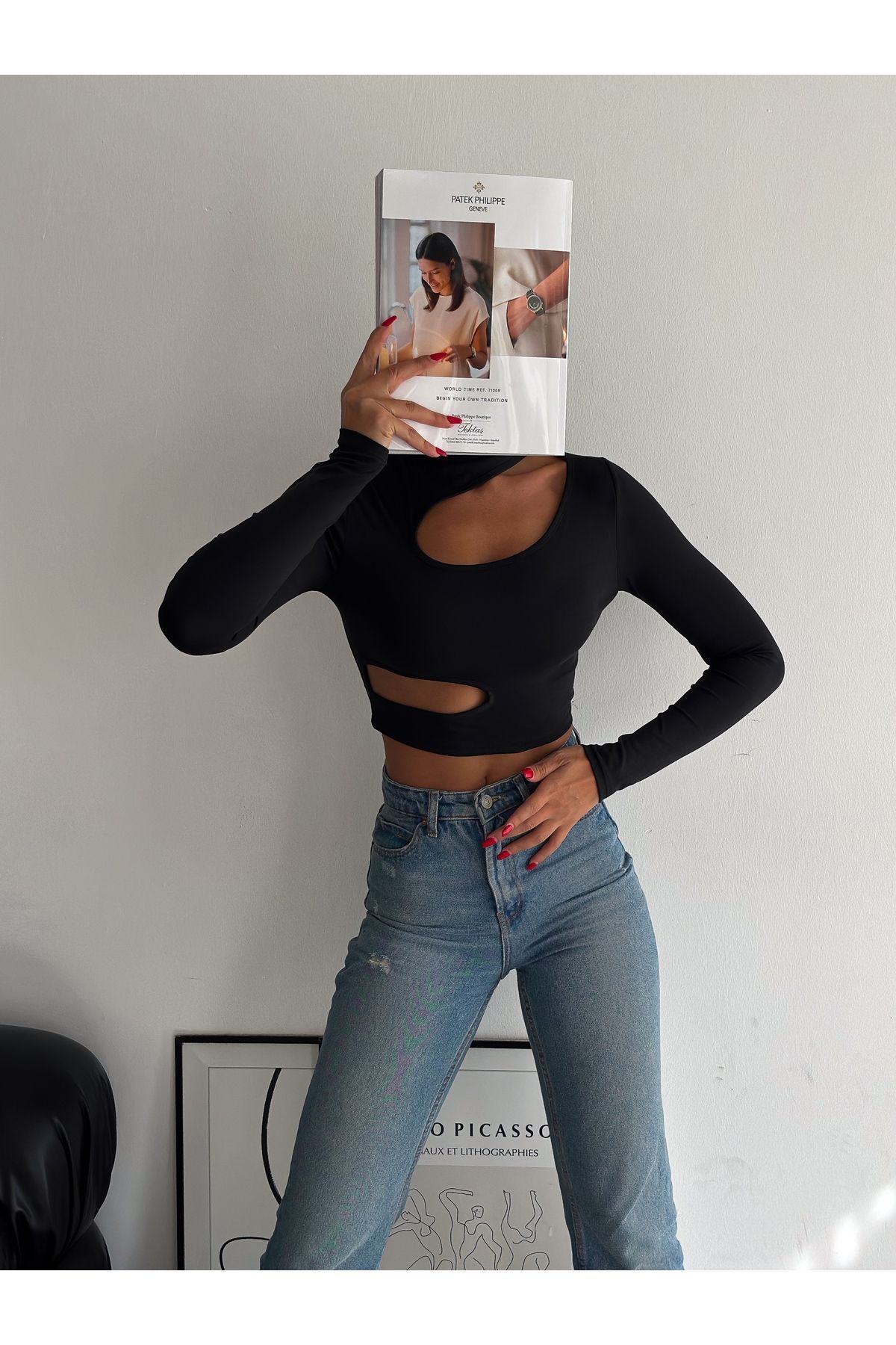 Kadın Siyah Yarım Balıkçı Yaka Omuz ve Ön Dekolteli Dalgıç Kumaş Crop Bluz Kadın Siyah Yarım Balıkçı Yaka Omuz ve Ön Dekolteli Dalgıç Kumaş Crop Bluz