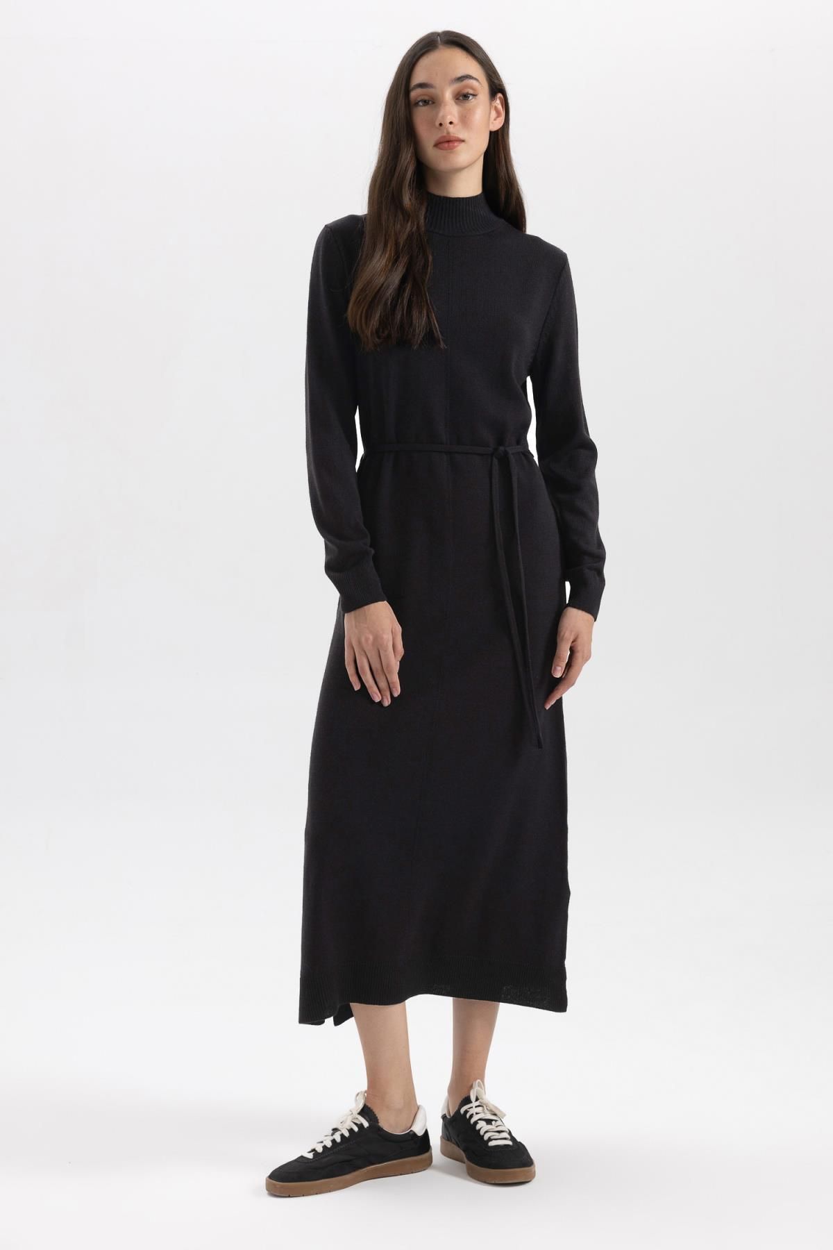 Regular Fit Yarım Balıkçı Yaka Basic Düz Yırtmaçlı Uzun Kollu Maxi Triko Elbise A9807ax23wn Regular Fit Yarım Balıkçı Yaka Basic Düz Yırtmaçlı Uzun Kollu Maxi Triko Elbise A9807ax23wn