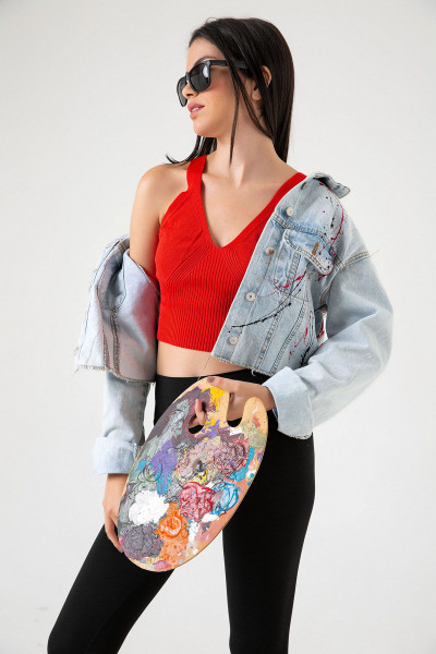 Kadın Sırt Tasarımlı Kot (Denim) Ceket Kadın Sırt Tasarımlı Kot (Denim) Ceket