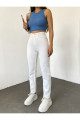 Yüksek Bel Beyaz Mom Jeans Yüksek Bel Beyaz Mom Kot Pantolon %100 Natural Pamuk