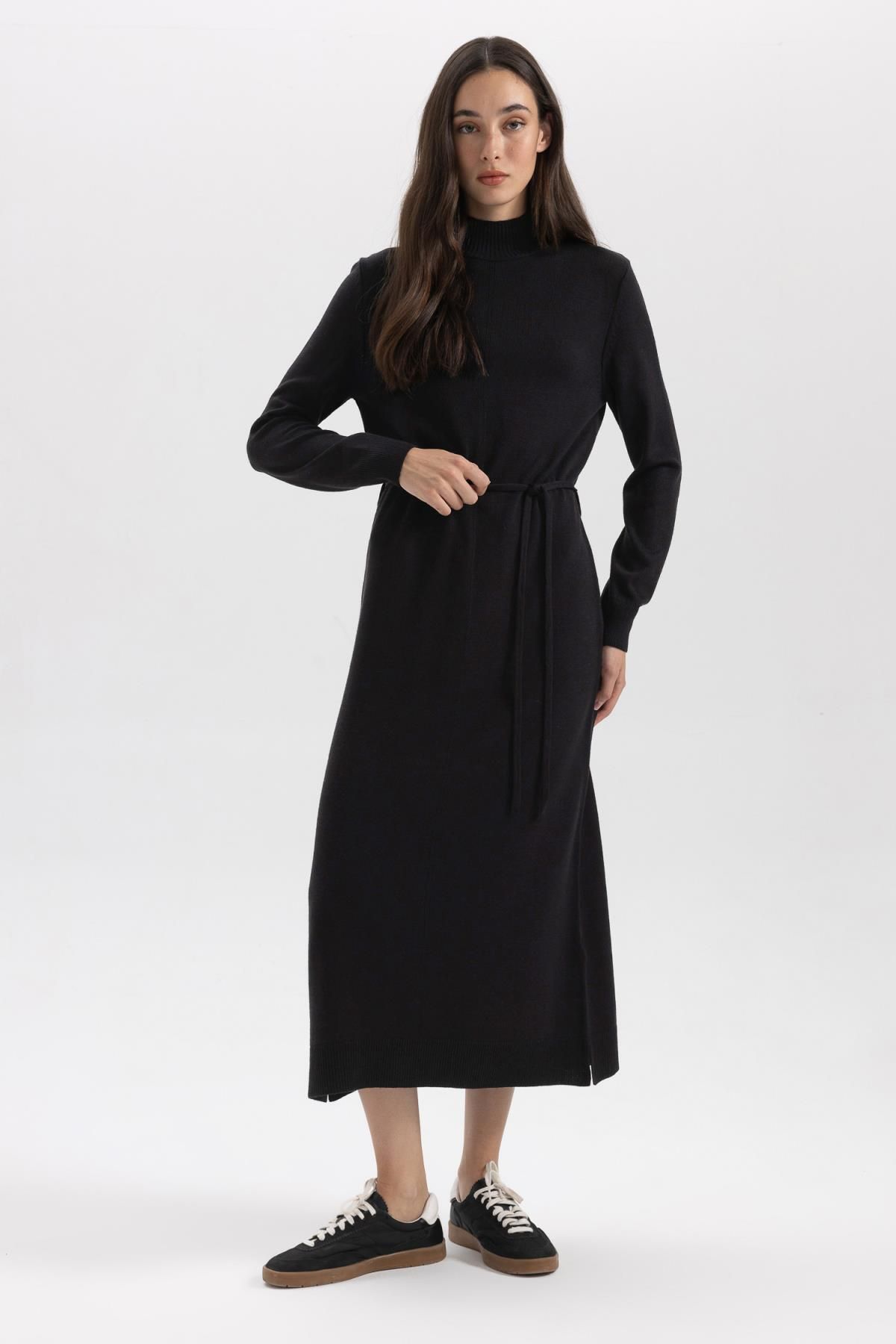 Regular Fit Yarım Balıkçı Yaka Basic Düz Yırtmaçlı Uzun Kollu Maxi Triko Elbise A9807ax23wn Regular Fit Yarım Balıkçı Yaka Basic Düz Yırtmaçlı Uzun Kollu Maxi Triko Elbise A9807ax23wn