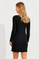 Kadın Siyah Önü Büzgülü Fermuarlı Kaşkorse Mini Elbise EY2561 Kadın Siyah Önü Büzgülü Fermuarlı Kaşkorse Mini Elbise EY2561