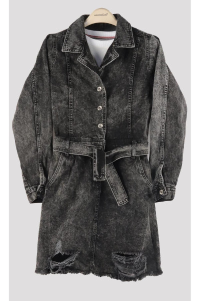 ÖZEL KOLEKSİYON, DÜĞMELİ KUŞAKLI KOT ELBİSE (3023) ÖZEL KOLEKSİYON, DÜĞMELİ KUŞAKLI KOT ELBİSE (3023)