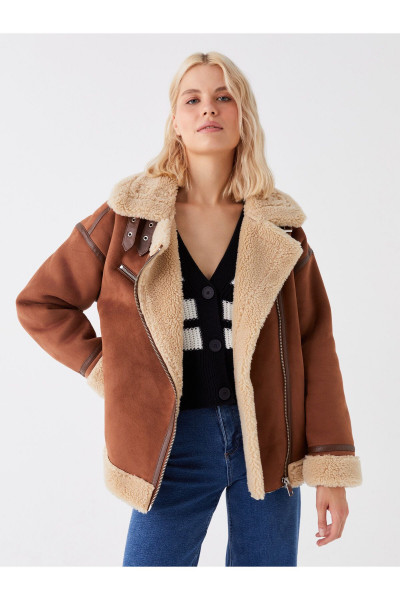 LCW Casual Kadın Biker Yaka Düz Süet Görünümlü Mont LCW Casual Kadın Biker Yaka Düz Süet Görünümlü Mont