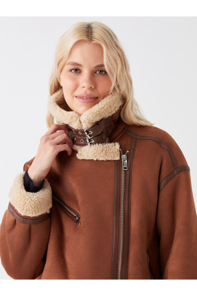 LCW Casual Kadın Biker Yaka Düz Süet Görünümlü Mont LCW Casual Kadın Biker Yaka Düz Süet Görünümlü Mont