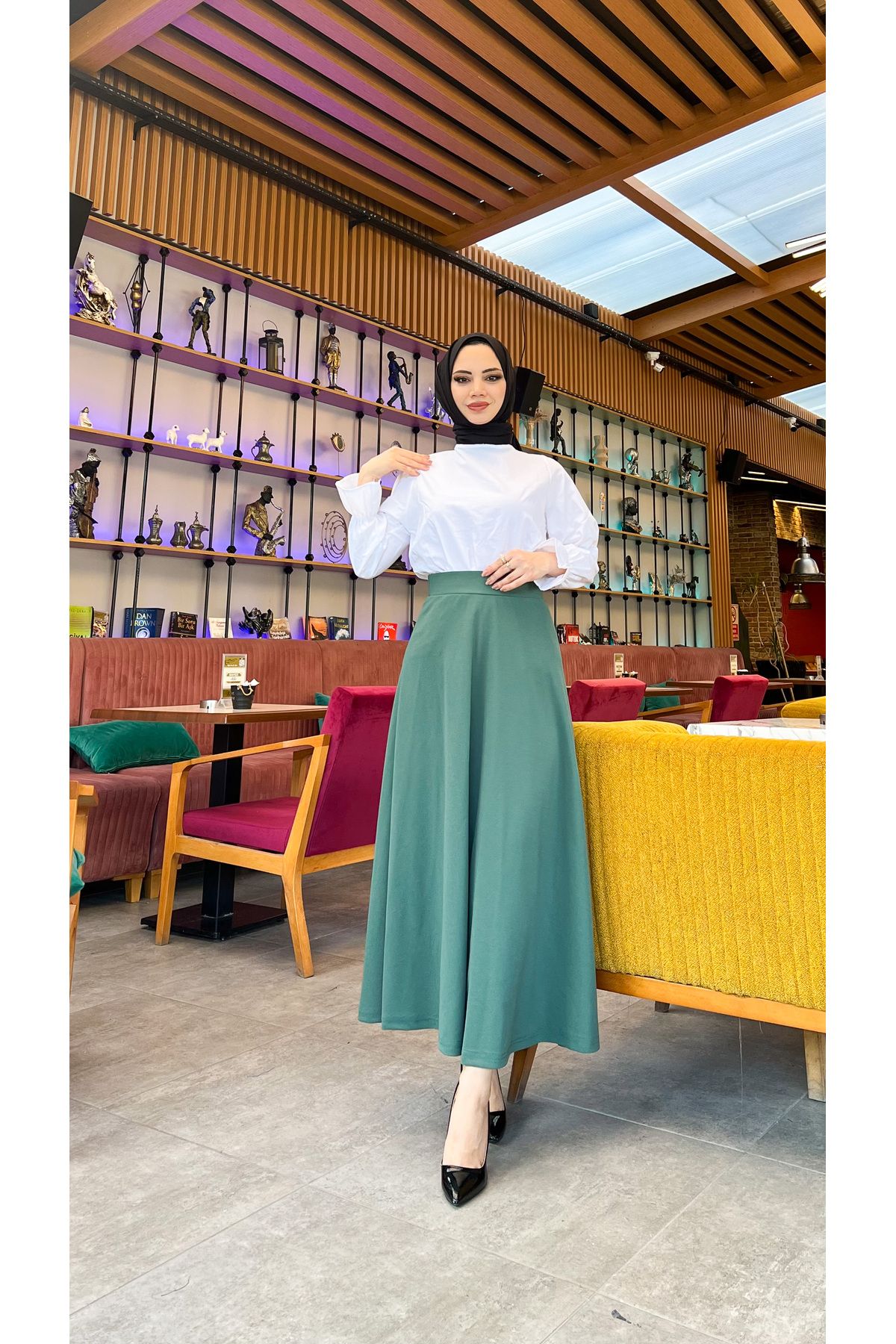Tesettür Maxi Boy 36-48 Beden Arası (S-M-L-XL) Altı Dikişli Dört Mevsim Skuba Krep Etek Haki Yeşili Tesettür Maxi Boy 36-48 Beden Arası (S-M-L-XL) Altı Dikişli Dört Mevsim Skuba Krep Etek Haki Yeşili