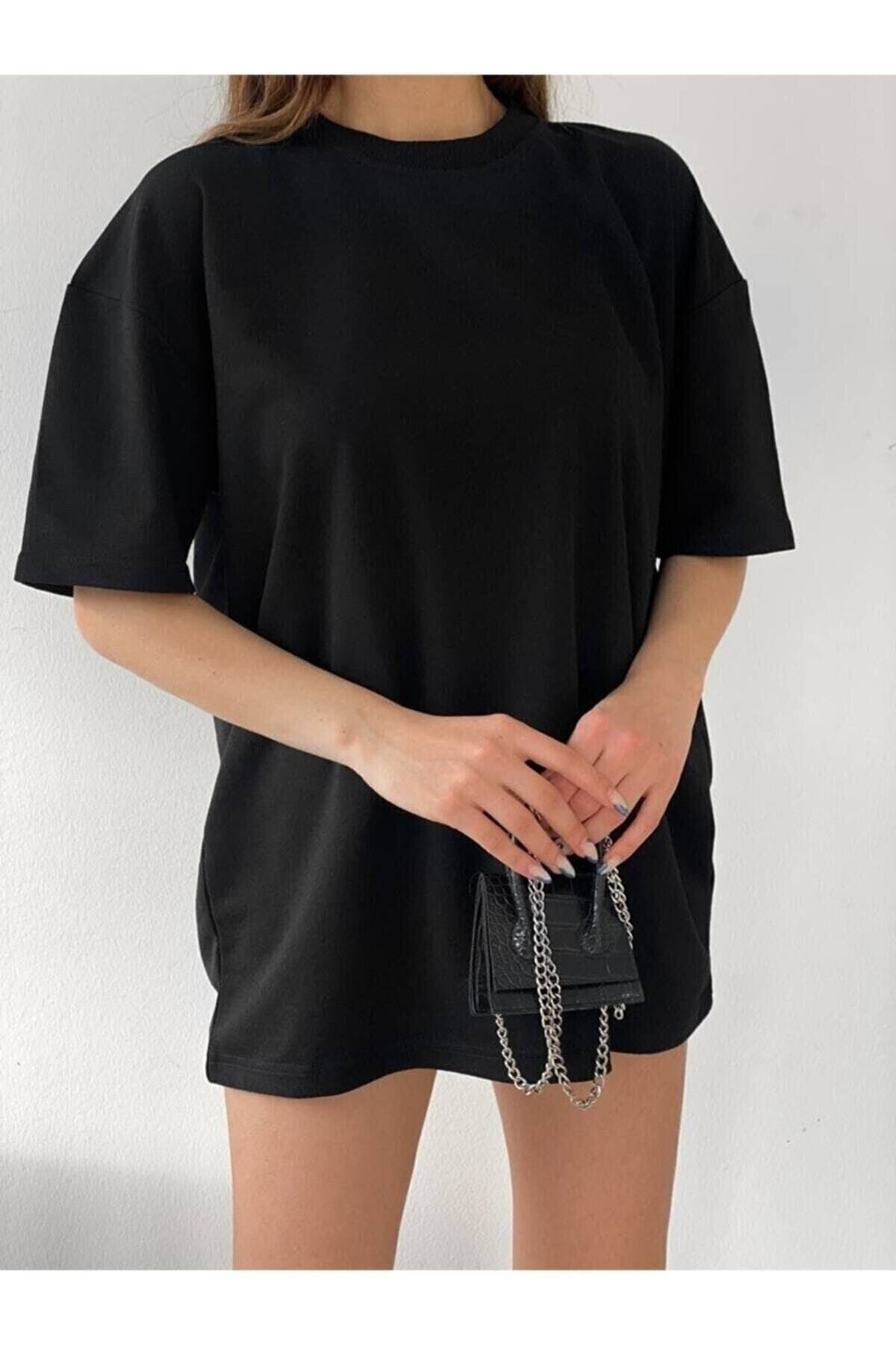 Unisex Pamuk Bisiklet Yaka Boyfriend Örme Oversize T-shirt Unisex Pamuk Bisiklet Yaka Boyfriend Örme Oversize T-shirt