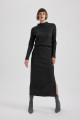 Straight Fit Normal Bel Fitilli Kaşkorse Midi Etek Straight Fit Normal Bel Fitilli Kaşkorse Midi Etek