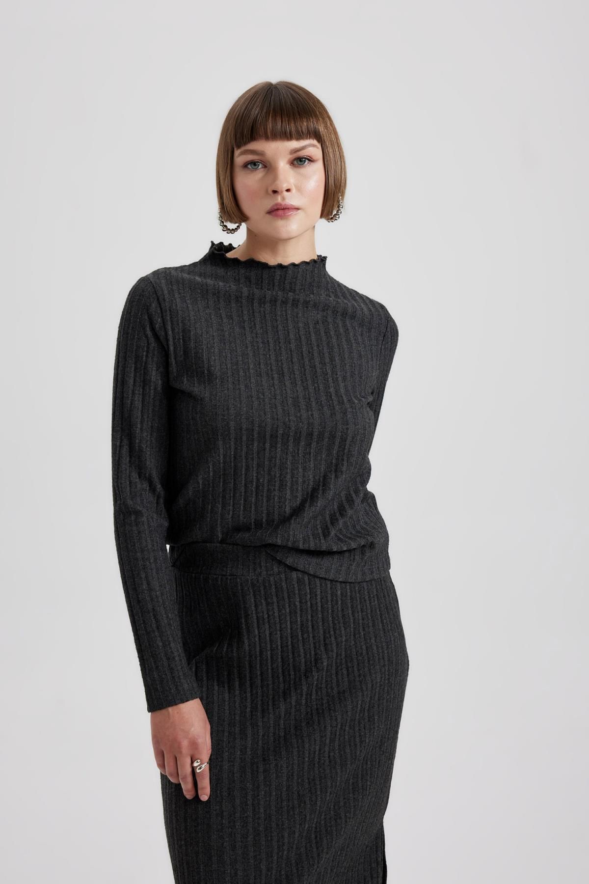 Straight Fit Normal Bel Fitilli Kaşkorse Midi Etek Straight Fit Normal Bel Fitilli Kaşkorse Midi Etek