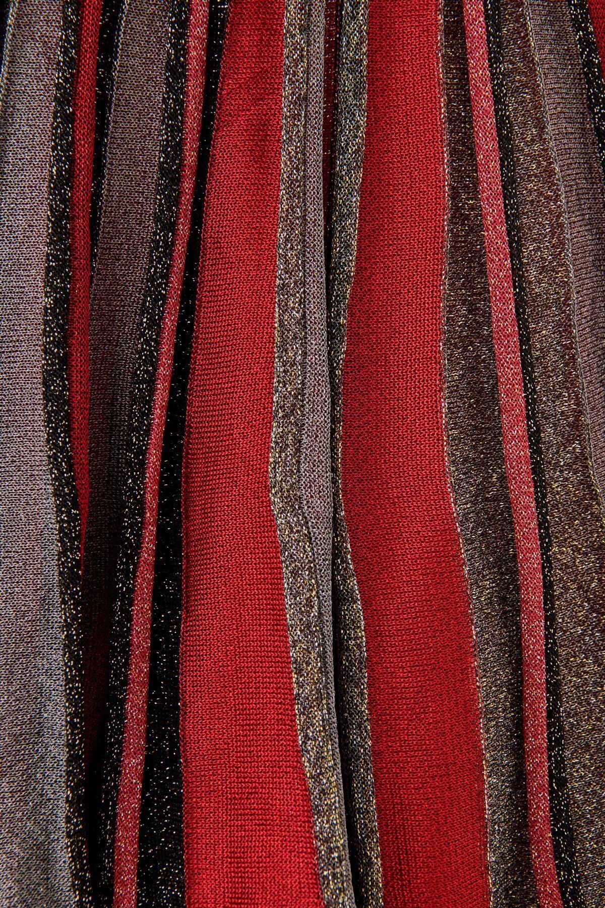 Pırıltılı Pilili Mini Bordo Triko Etek Pırıltılı Pilili Mini Bordo Triko Etek