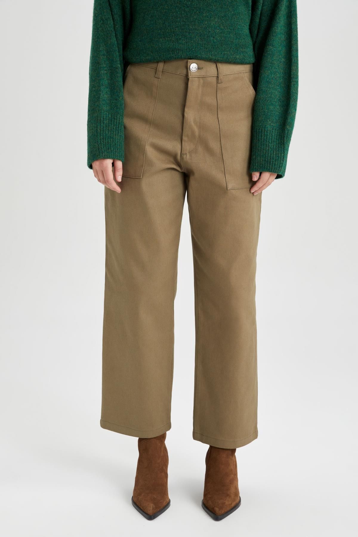 Straight Fit Cepli Yüksek Bel Düz Paça Gabardin Pantolon B5725ax23au Straight Fit Cepli Yüksek Bel Düz Paça Gabardin Pantolon B5725ax23au