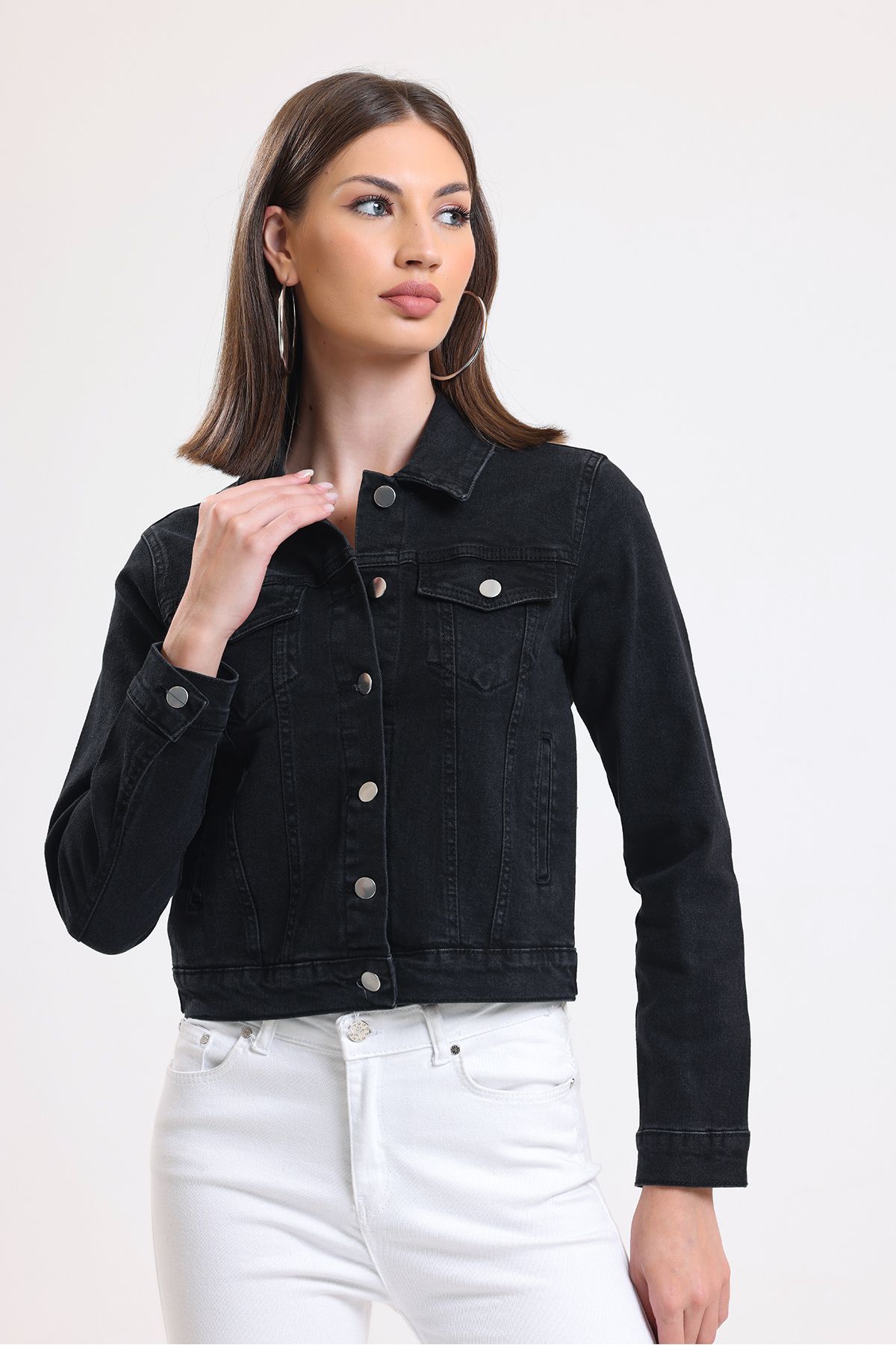 Siyah Basic Denim Ceket Jeans DK001 Siyah Basic Denim Ceket Jeans DK001
