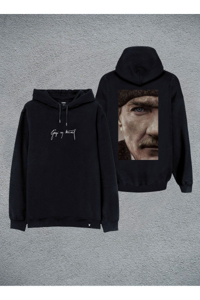 Mustafa Kemal Atatürk Özel Tasarım Baskılı Unisex Kapşonlu Çift Taraflı Sweatshirt Hoodie Mustafa Kemal Atatürk Özel Tasarım Baskılı Unisex Kapşonlu Çift Taraflı Sweatshirt Hoodie