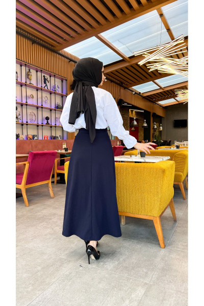 Tesettür Maxi Boy 36-48 Beden Arası (S-M-L-XL) Altı Dikişli Dört Mevsim Skuba Krep Etek Lacivert Tesettür Maxi Boy 36-48 Beden Arası (S-M-L-XL) Altı Dikişli Dört Mevsim Skuba Krep Etek Lacivert