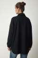 Kadın Siyah Düğmeli Cepli Oversize Gömlek Ceket DD01263 Kadın Siyah Düğmeli Cepli Oversize Gömlek Ceket DD01263