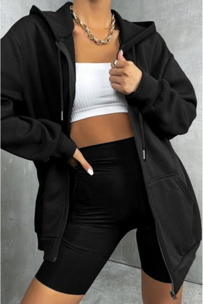 Kapüşonlu Fermuarlı Oversize Mevsimlik Unisex Sweatshirt Kapüşonlu Fermuarlı Oversize Mevsimlik Unisex Sweatshirt