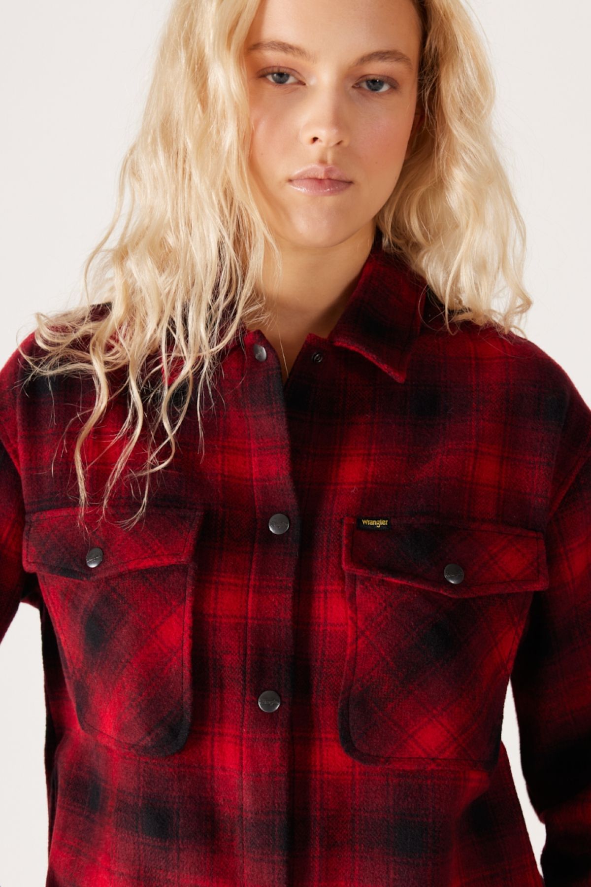 Oversize Fit Geniş Kesim Yün Karışımlı Cep Detaylı Kırmızı Gömlek Oversize Fit Geniş Kesim Yün Karışımlı Cep Detaylı Kırmızı Gömlek