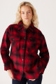 Oversize Fit Geniş Kesim Yün Karışımlı Cep Detaylı Kırmızı Gömlek Oversize Fit Geniş Kesim Yün Karışımlı Cep Detaylı Kırmızı Gömlek