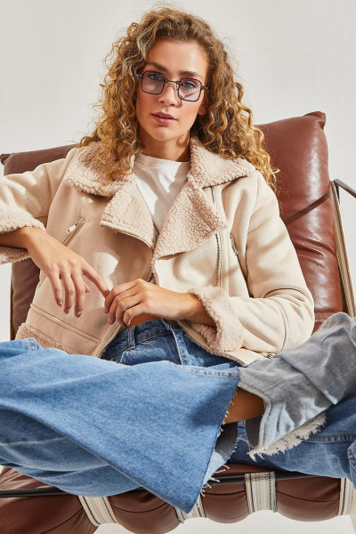 Kadın Süet Peluş Mont