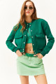 Kadın Zümrüt Yeşili Cepli Çıtçıt Kapama İçi Polarlı Crop Ceket CKT-19000365 Kadın Zümrüt Yeşili Cepli Çıtçıt Kapama İçi Polarlı Crop Ceket CKT-19000365