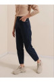 Likralı Denim Kumaş Kar Lacivert Mom Jeans