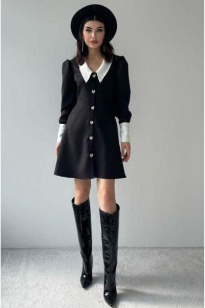 Vintage Stil, Geniş Yaka Elbise