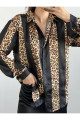 Siyah Saten Leopar Desen Gömlek 25283 Siyah Saten Leopar Desen Gömlek 25283