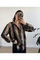 Siyah Saten Leopar Desen Gömlek 25283 Siyah Saten Leopar Desen Gömlek 25283