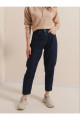 Likralı Denim Kumaş Kar Lacivert Mom Jeans