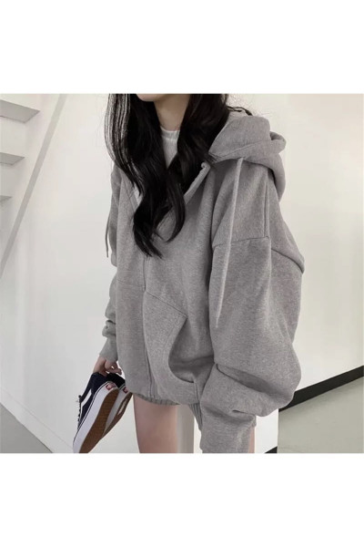 Özel Tasarım Kapüşonlu Tam Fermuarlı Kalın Kışlık Süper Oversize Kadın Ceket-sweats Özel Tasarım Kapüşonlu Tam Fermuarlı Kalın Kışlık Süper Oversize Kadın Ceket-sweats
