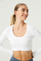 x Melodi Beyaz Pamuklu Fitilli Uzun Kollu Crop Spor Bluz Long Sleeve x Melodi Beyaz Pamuklu Fitilli Uzun Kollu Crop Spor Bluz Long Sleeve
