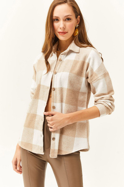 Kadın Taş Ekose Oduncu Gömlek GML-19001153