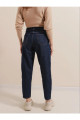 Likralı Denim Kumaş Kar Lacivert Mom Jeans