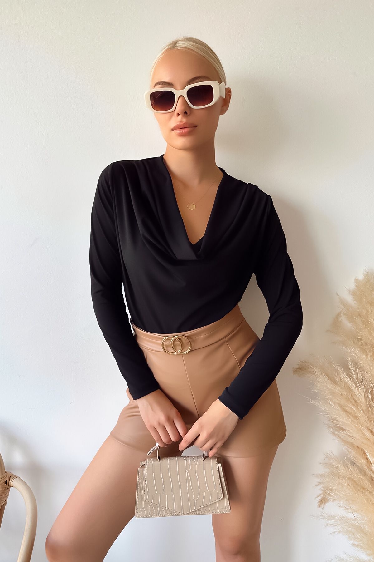 Kadın Uzun Kol Degaje Yaka Siyah Sandy Bluz Kadın Uzun Kol Degaje Yaka Siyah Sandy Bluz