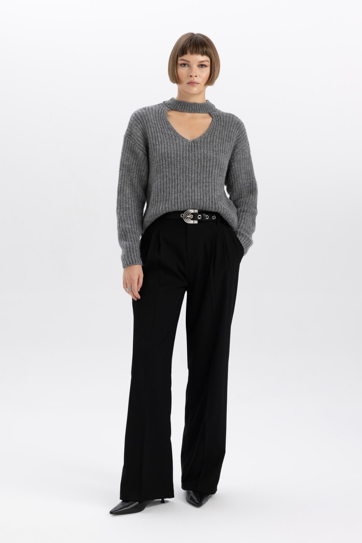 Relax Fit Choker Yaka Selanik Kumaş Kazak B3827ax23wn Relax Fit Choker Yaka Selanik Kumaş Kazak B3827ax23wn