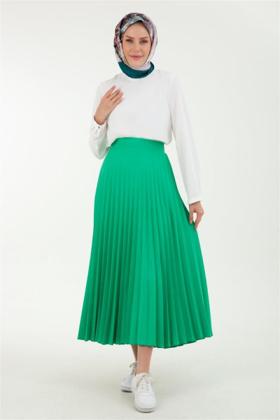 Trend Piliseli Etek 23yt111 Yeşil Trend Piliseli Etek 23yt111 Yeşil