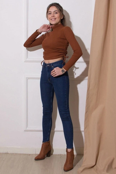 Natalia Lacivert Yüksek Bel Comfort Skinny Dar Paça Jeans Natalia Lacivert Yüksek Bel Comfort Skinny Dar Paça Jeans