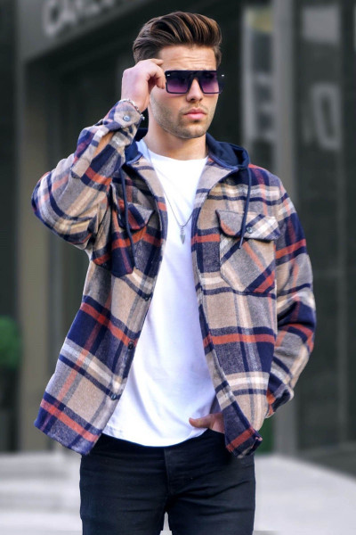 Lacivert Kapüşonlu Ekoseli Oduncu Gömlek 5577 Lacivert Kapüşonlu Ekoseli Oduncu Gömlek 5577