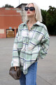 Su Yeşili Oversize Kadın Oduncu Gömlek Mg1589