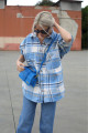 Mavi Oversize Kadın Oduncu Gömlek Mg1589 Mavi Oversize Kadın Oduncu Gömlek Mg1589