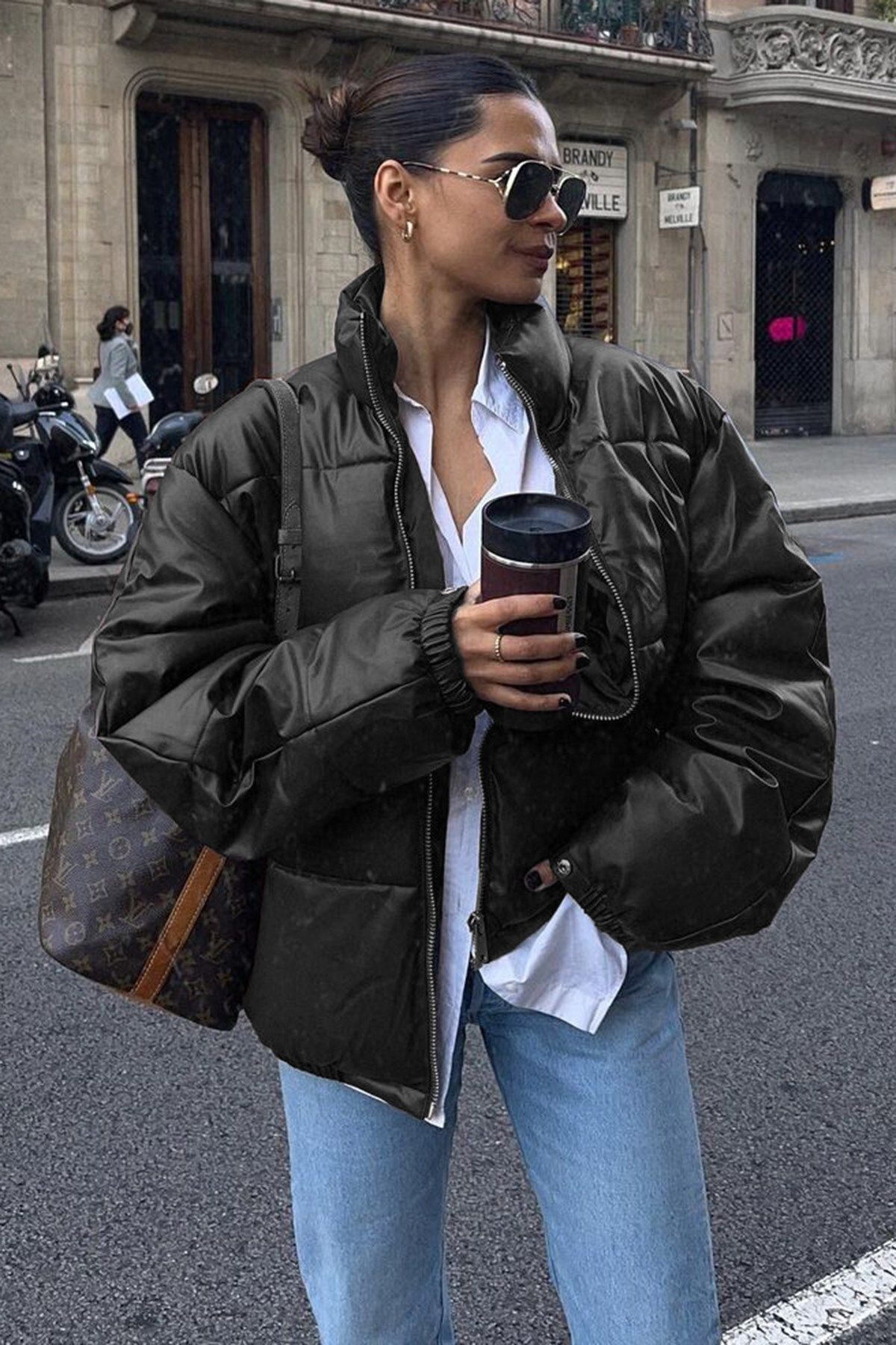 Siyah Oversize Basic Deri Mont Mg1387 Siyah Oversize Basic Deri Mont Mg1387