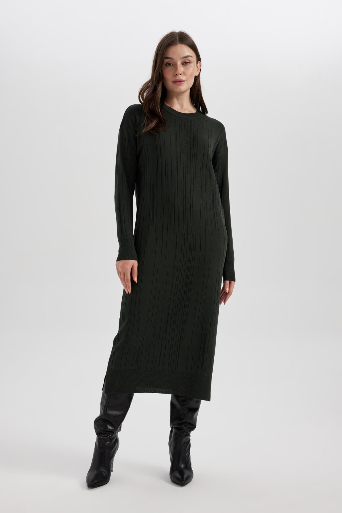Regular Fit Bisiklet Yaka Basic Düz Uzun Kollu Krep Midi Triko Elbise A9806ax23wn Regular Fit Bisiklet Yaka Basic Düz Uzun Kollu Krep Midi Triko Elbise A9806ax23wn