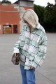 Su Yeşili Oversize Kadın Oduncu Gömlek Mg1589